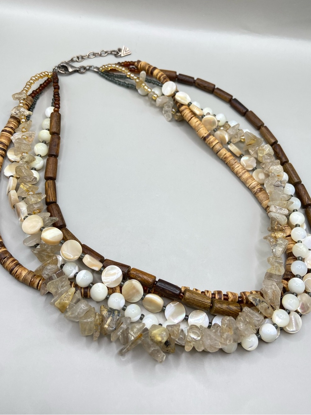 Silpada Five-Strand Stone and Wood Necklace